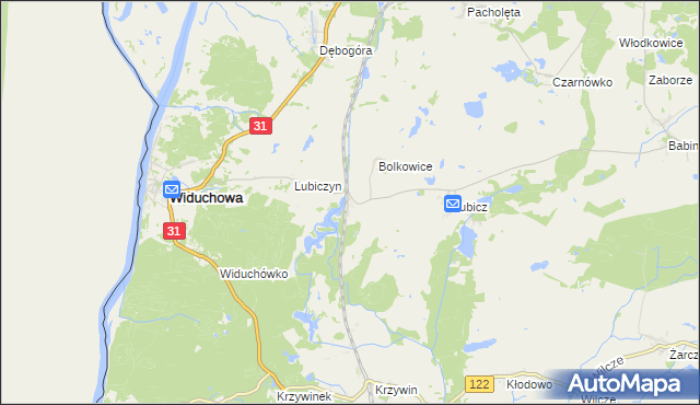 mapa Widuchowa-Stacja, Widuchowa-Stacja na mapie Targeo