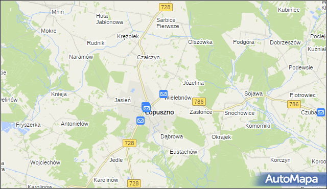 mapa Wielebnów, Wielebnów na mapie Targeo