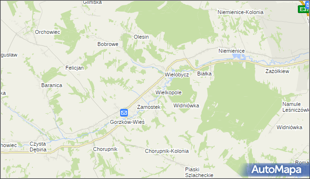 mapa Wielkopole gmina Gorzków, Wielkopole gmina Gorzków na mapie Targeo