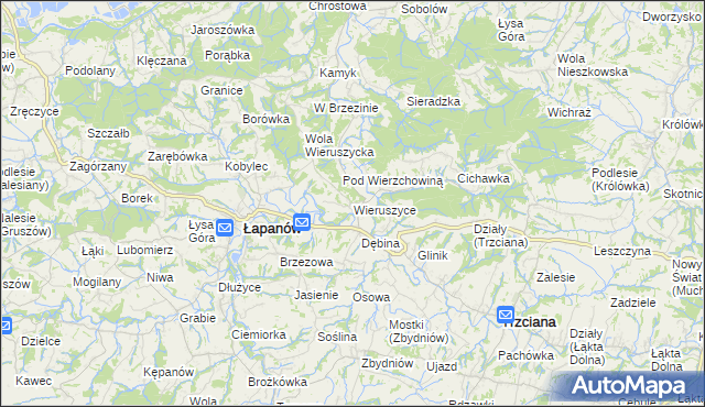 mapa Wieruszyce, Wieruszyce na mapie Targeo