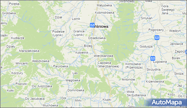 mapa Wierzbanowa, Wierzbanowa na mapie Targeo