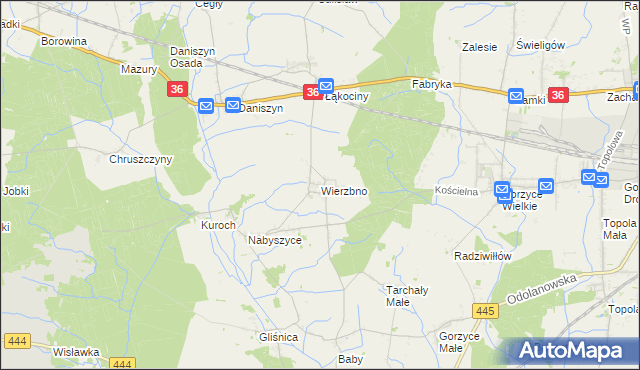 mapa Wierzbno gmina Odolanów, Wierzbno gmina Odolanów na mapie Targeo
