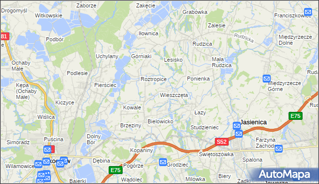 mapa Wieszczęta, Wieszczęta na mapie Targeo