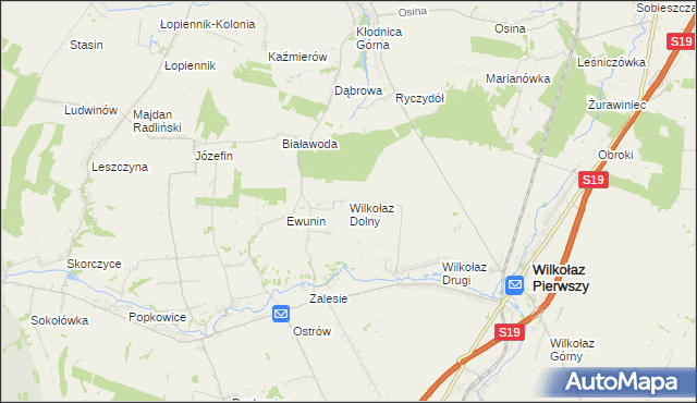 mapa Wilkołaz Dolny, Wilkołaz Dolny na mapie Targeo