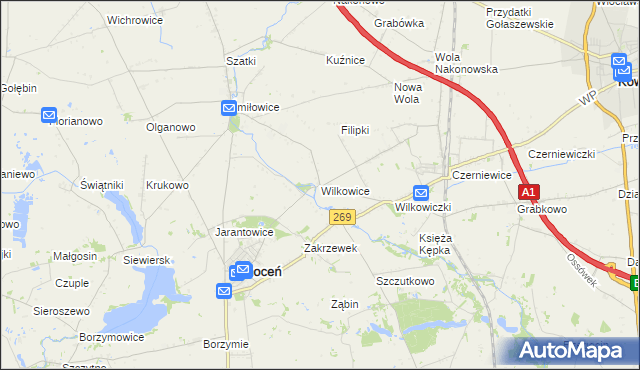 mapa Wilkowice gmina Choceń, Wilkowice gmina Choceń na mapie Targeo