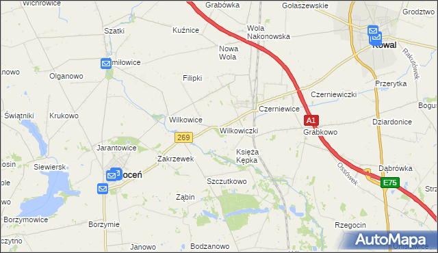 mapa Wilkowiczki gmina Choceń, Wilkowiczki gmina Choceń na mapie Targeo