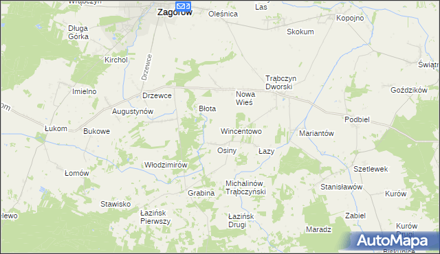 mapa Wincentowo gmina Zagórów, Wincentowo gmina Zagórów na mapie Targeo