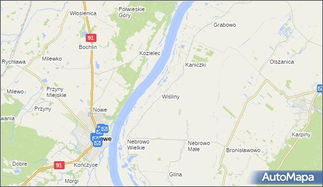 mapa Wiśliny, Wiśliny na mapie Targeo