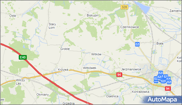 mapa Witków gmina Chojnów, Witków gmina Chojnów na mapie Targeo