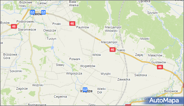 mapa Witów gmina Irządze, Witów gmina Irządze na mapie Targeo