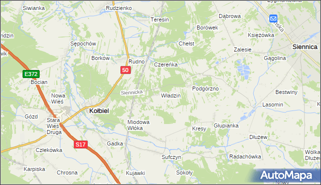 mapa Władzin, Władzin na mapie Targeo