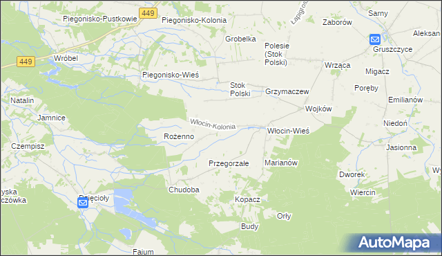 mapa Włocin-Kolonia, Włocin-Kolonia na mapie Targeo