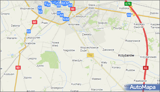 mapa Wojciechowice Duże, Wojciechowice Duże na mapie Targeo