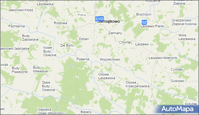 mapa Wojciechowo gmina Siemiątkowo, Wojciechowo gmina Siemiątkowo na mapie Targeo