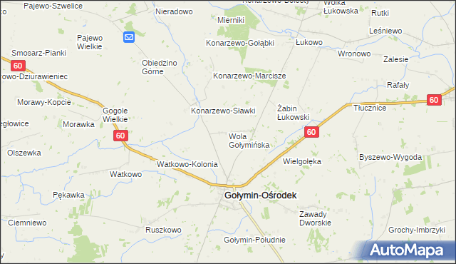 mapa Wola Gołymińska, Wola Gołymińska na mapie Targeo