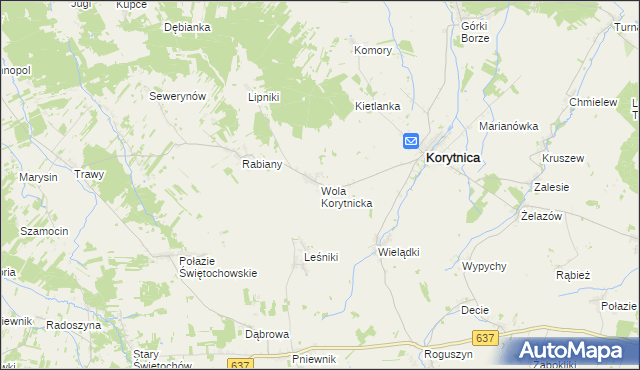mapa Wola Korytnicka, Wola Korytnicka na mapie Targeo