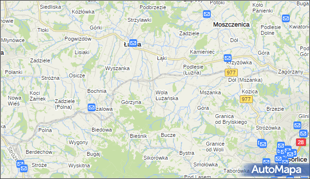 mapa Wola Łużańska, Wola Łużańska na mapie Targeo
