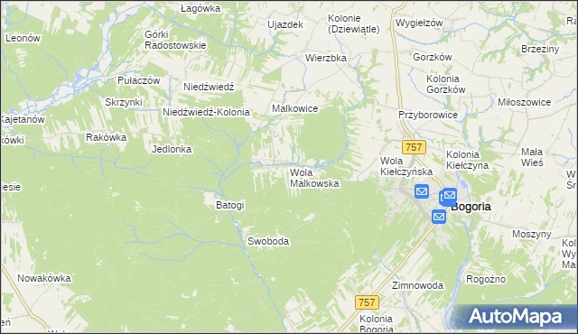 mapa Wola Malkowska, Wola Malkowska na mapie Targeo