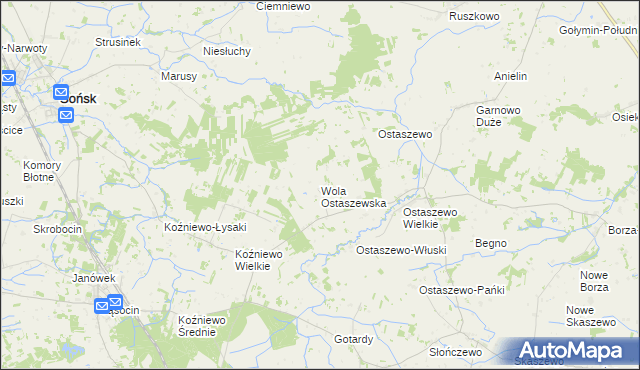 mapa Wola Ostaszewska, Wola Ostaszewska na mapie Targeo