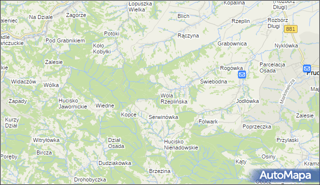 mapa Wola Rzeplińska, Wola Rzeplińska na mapie Targeo