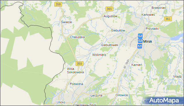 mapa Wolimierz, Wolimierz na mapie Targeo