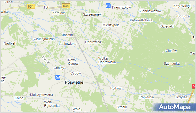 mapa Wólka Dąbrowicka, Wólka Dąbrowicka na mapie Targeo