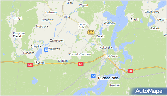 mapa Wólka gmina Ruciane-Nida, Wólka gmina Ruciane-Nida na mapie Targeo