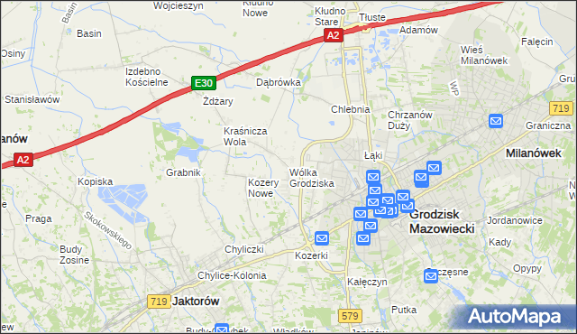 mapa Wólka Grodziska gmina Grodzisk Mazowiecki, Wólka Grodziska gmina Grodzisk Mazowiecki na mapie Targeo