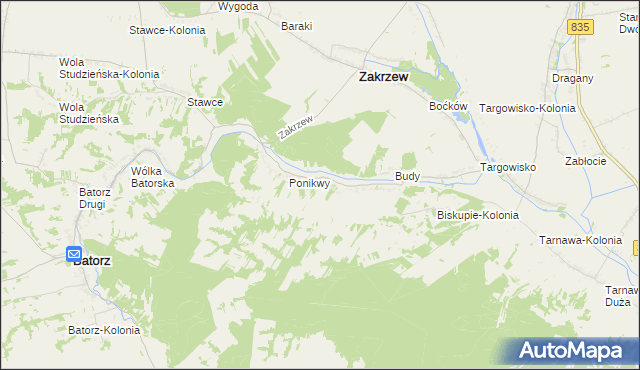 mapa Wólka Ponikiewska, Wólka Ponikiewska na mapie Targeo