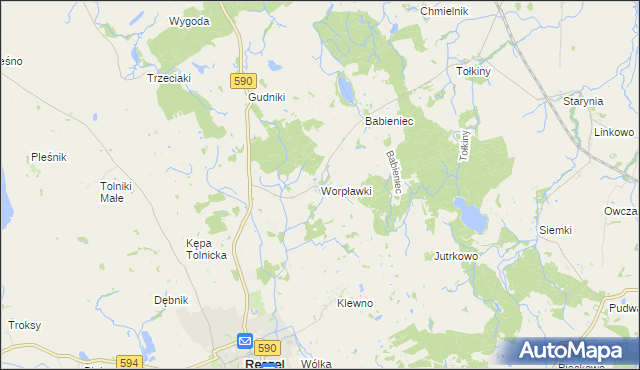 mapa Worpławki, Worpławki na mapie Targeo