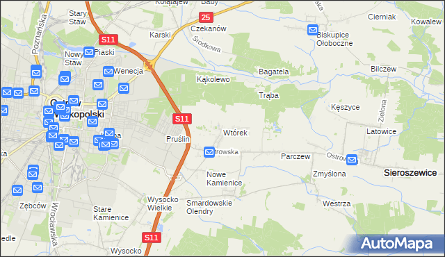 mapa Wtórek gmina Ostrów Wielkopolski, Wtórek gmina Ostrów Wielkopolski na mapie Targeo