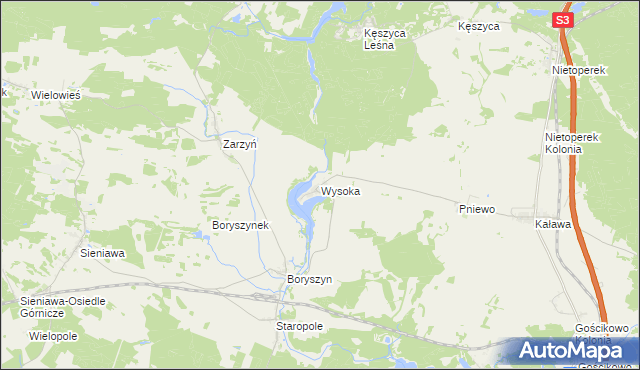 mapa Wysoka gmina Międzyrzecz, Wysoka gmina Międzyrzecz na mapie Targeo