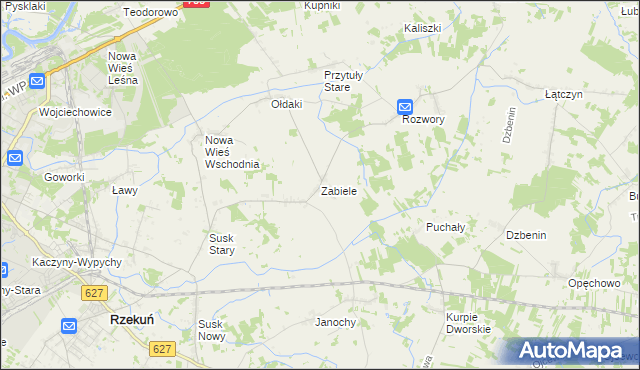 mapa Zabiele gmina Rzekuń, Zabiele gmina Rzekuń na mapie Targeo