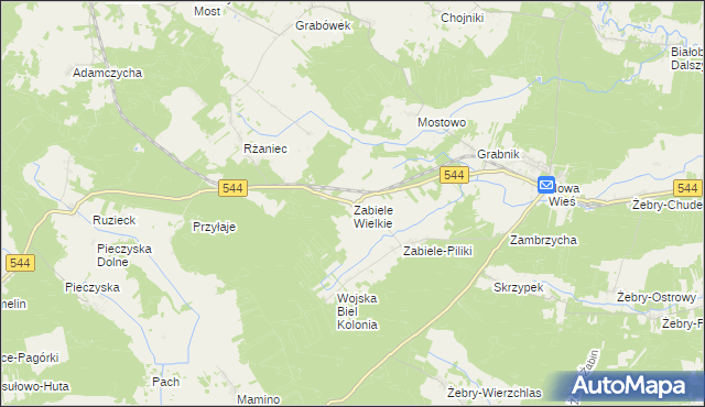 mapa Zabiele Wielkie, Zabiele Wielkie na mapie Targeo