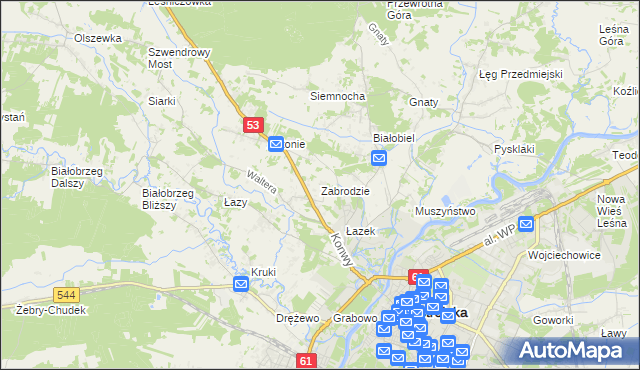 mapa Zabrodzie gmina Olszewo-Borki, Zabrodzie gmina Olszewo-Borki na mapie Targeo