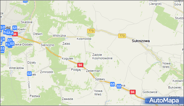 mapa Zadole Kosmolowskie, Zadole Kosmolowskie na mapie Targeo