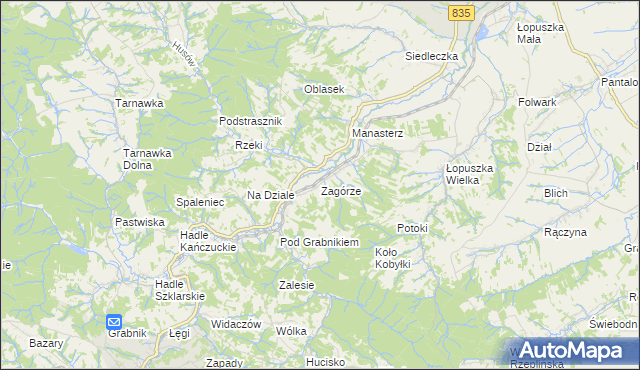 mapa Zagórze gmina Jawornik Polski, Zagórze gmina Jawornik Polski na mapie Targeo