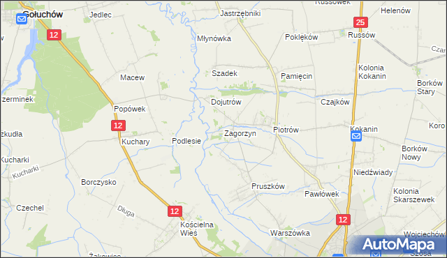 mapa Zagorzyn gmina Blizanów, Zagorzyn gmina Blizanów na mapie Targeo