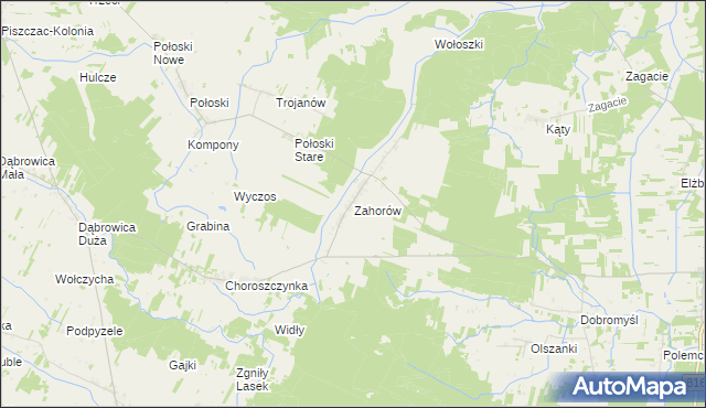 mapa Zahorów, Zahorów na mapie Targeo