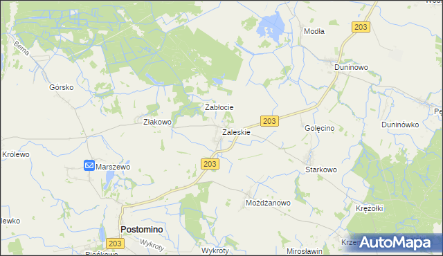 mapa Zaleskie gmina Ustka, Zaleskie gmina Ustka na mapie Targeo