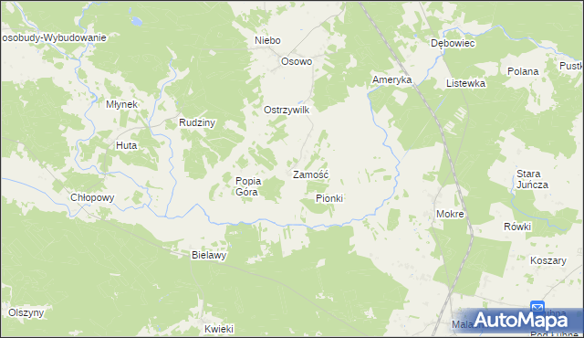 mapa Zamość gmina Karsin, Zamość gmina Karsin na mapie Targeo