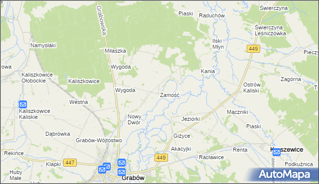mapa Zamość gmina Sieroszewice, Zamość gmina Sieroszewice na mapie Targeo
