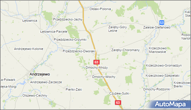 mapa Zaręby-Bolędy, Zaręby-Bolędy na mapie Targeo