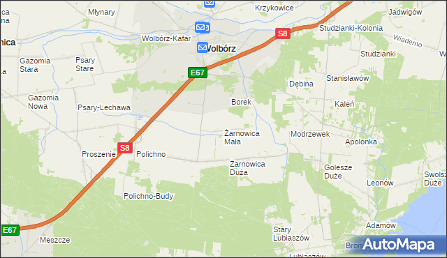 mapa Żarnowica Mała, Żarnowica Mała na mapie Targeo