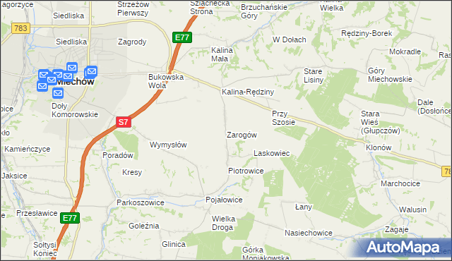 mapa Zarogów, Zarogów na mapie Targeo