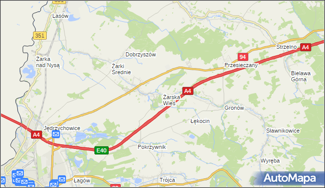 mapa Żarska Wieś, Żarska Wieś na mapie Targeo