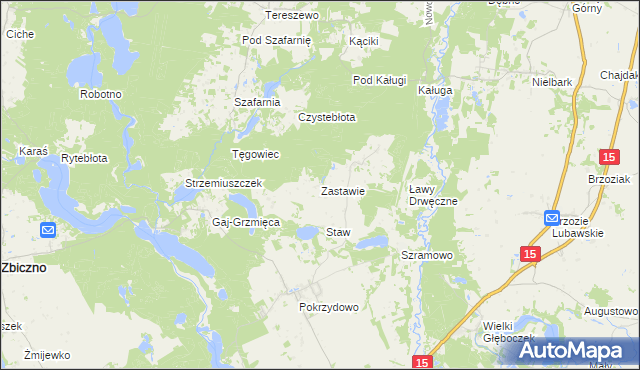 mapa Zastawie gmina Zbiczno, Zastawie gmina Zbiczno na mapie Targeo