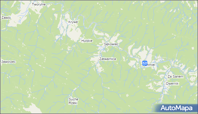 mapa Zatwarnica, Zatwarnica na mapie Targeo