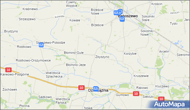 mapa Zbyszyno, Zbyszyno na mapie Targeo