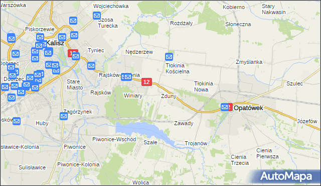 mapa Zduny gmina Opatówek, Zduny gmina Opatówek na mapie Targeo
